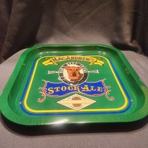 Vintage MacAndrew's Stock Ale Man's Best Friend Airedale Dog Metal Tray